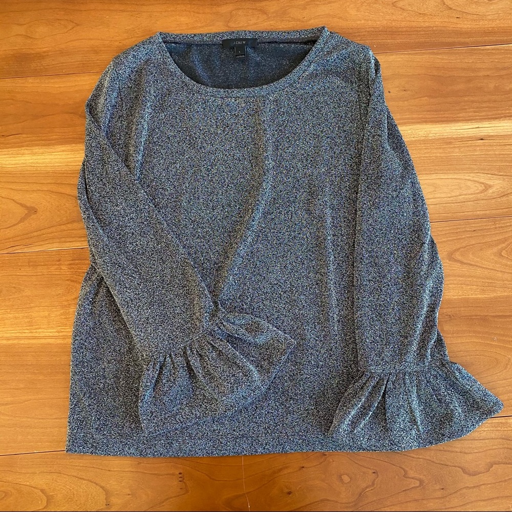 J. Crew Silver Sparkly Bell Sleeve Top
